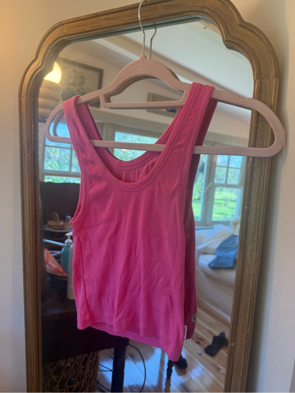 Hanes Pink Ribbed Tank Top